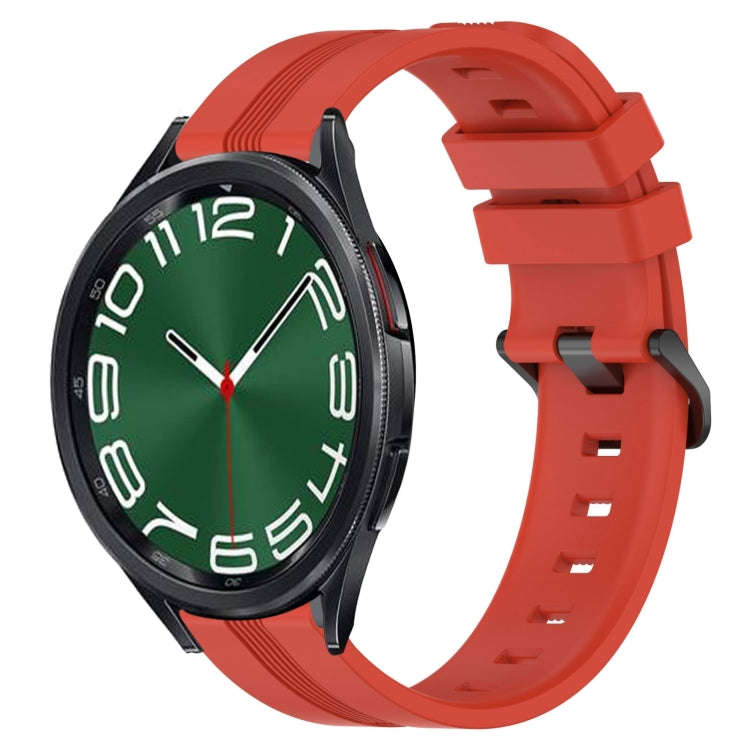 For Samsung Galaxy Watch 6 Classic 47mm 20mm Concave Striped Slicone Watch Band(Red)