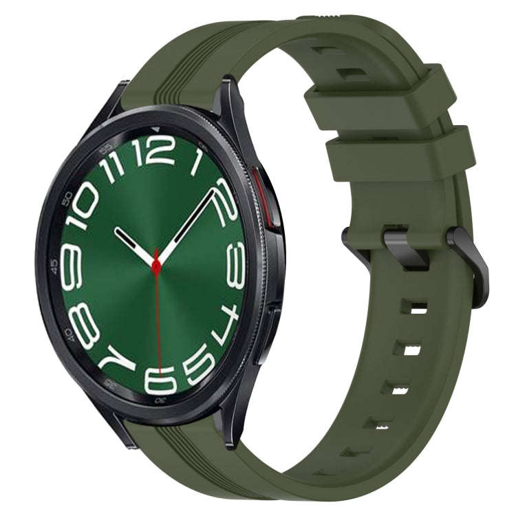 For Samsung Galaxy Watch 6 Classic 47mm 20mm Concave Striped Slicone Watch Band(Armygreen)