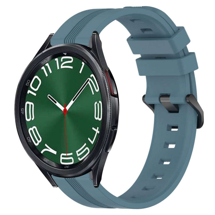 For Samsung Galaxy Watch 6 Classic 43mm 20mm Concave Striped Slicone Watch Band(Rock Cyan)