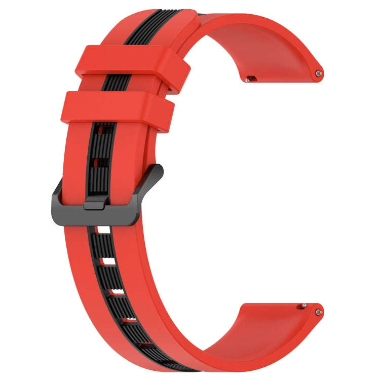 For Samsung Galaxy Watch 6 44mm 20mm Vertical Two-Color Silicone Watch Band(Red+Black)