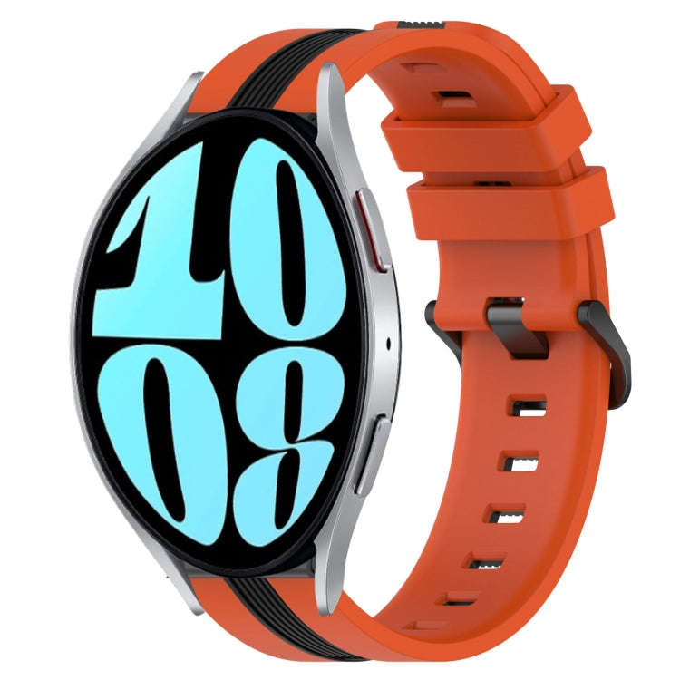 For Samsung Galaxy Watch 6 40mm 20mm Vertical Two-Color Silicone Watch Band(Orange+Black)