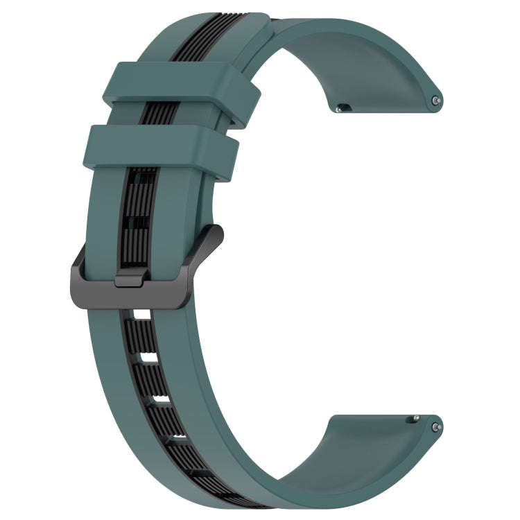 For Samsung Galaxy Watch 6 40mm 20mm Vertical Two-Color Silicone Watch Band(Green+Black)