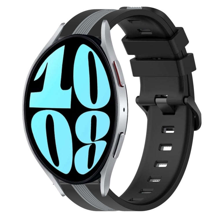 For Samsung Galaxy Watch 6 40mm 20mm Vertical Two-Color Silicone Watch Band(Black+Grey)