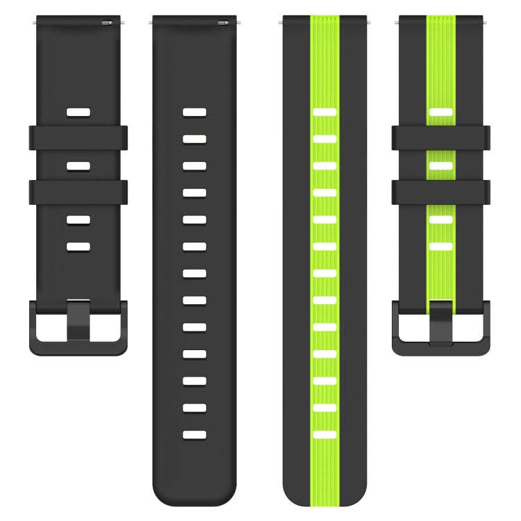 For Samsung Galaxy Watch 6 40mm 20mm Vertical Two-Color Silicone Watch Band(Army Green+Red)