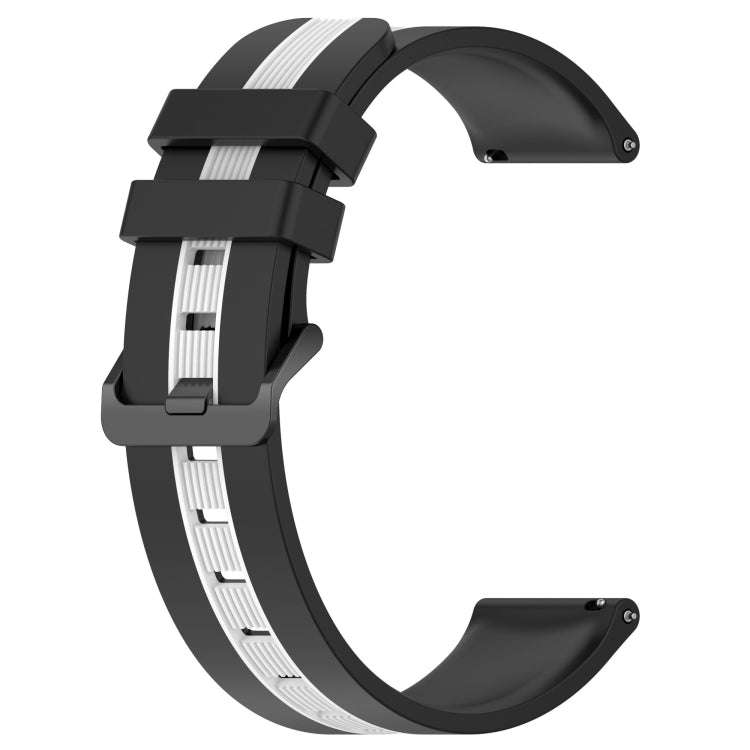 For Samsung Galaxy Watch 6 Classic 47mm 20mm Vertical Two-Color Silicone Watch Band(Black+White)