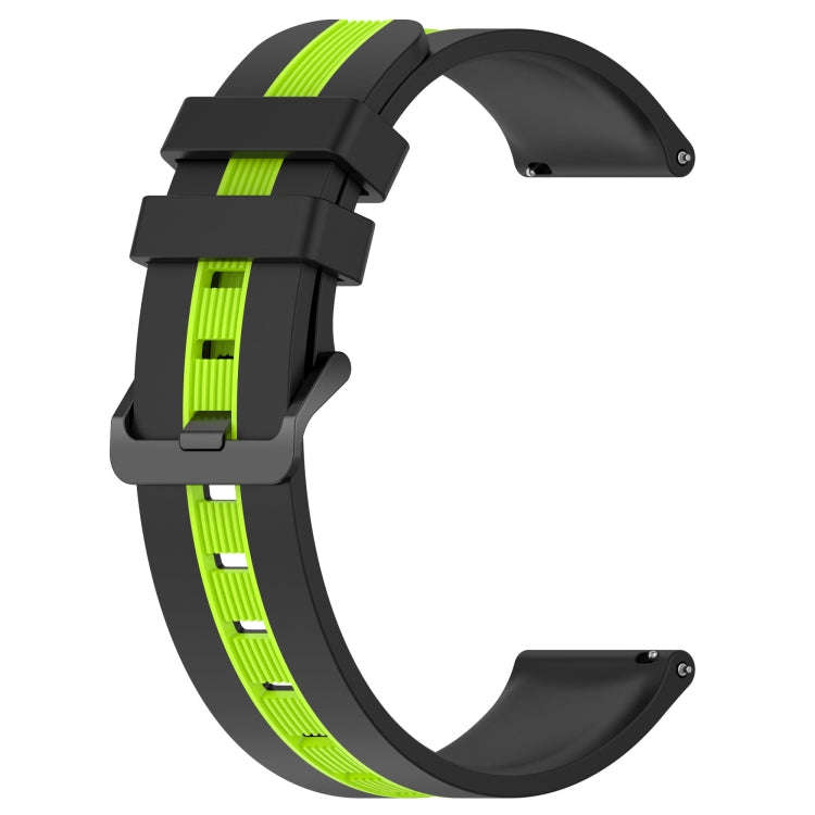 For Samsung Galaxy Watch 6 Classic 47mm 20mm Vertical Two-Color Silicone Watch Band(Black+Lime Gr...
