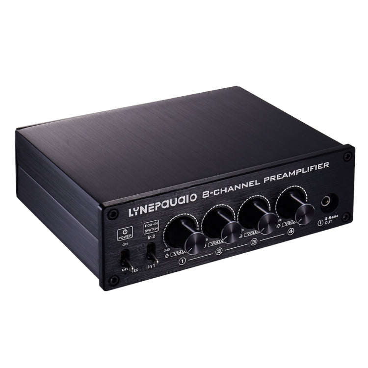 2 in 8 out Switcher Pre-Amplifier Speaker Distributor Signal Booster with Volume Control And Earp...