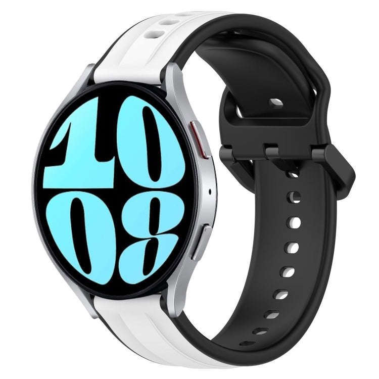 For Samsung Galaxy Watch 6 44mm 20mm Convex Loop Two-Color Silicone Watch Band(White+Black)