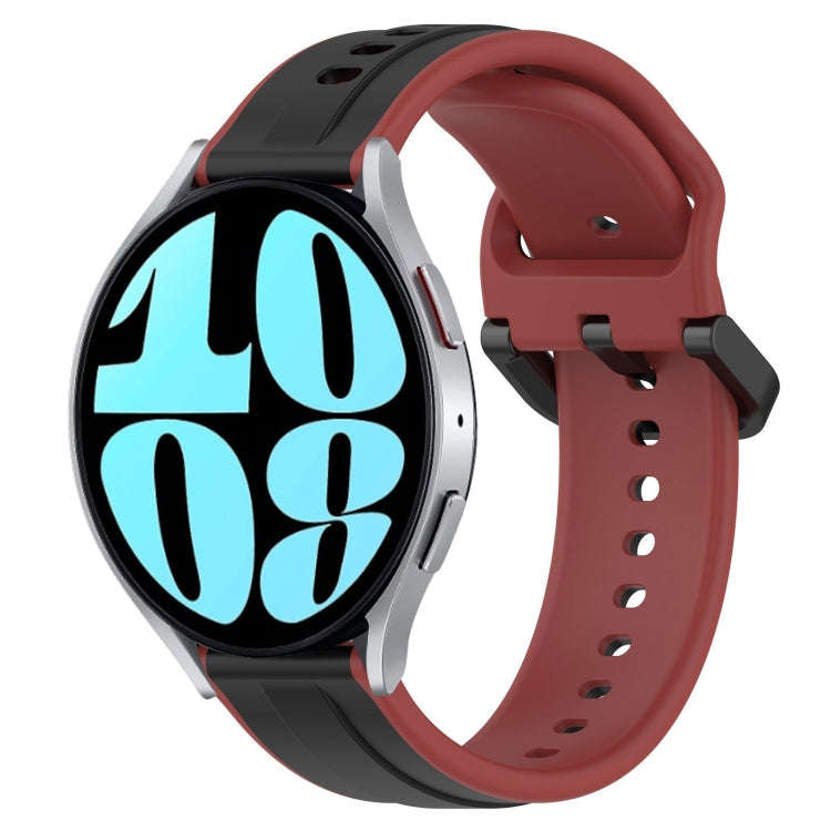 For Samsung Galaxy Watch 6 44mm 20mm Convex Loop Two-Color Silicone Watch Band(Black+Red)