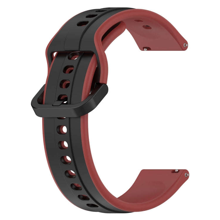 For Samsung Galaxy Watch 6 44mm 20mm Convex Loop Two-Color Silicone Watch Band(Black+Red)