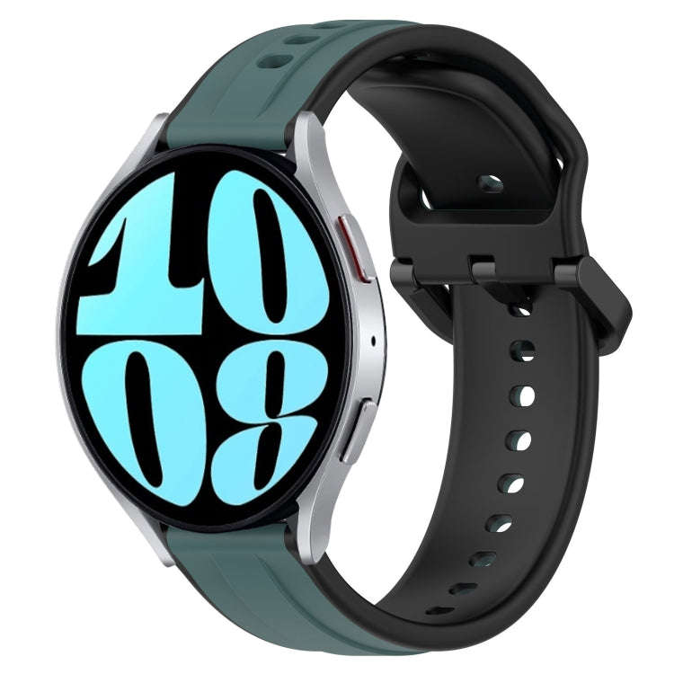 For Samsung Galaxy Watch 6 40mm 20mm Convex Loop Two-Color Silicone Watch Band(Olive Green + Black)