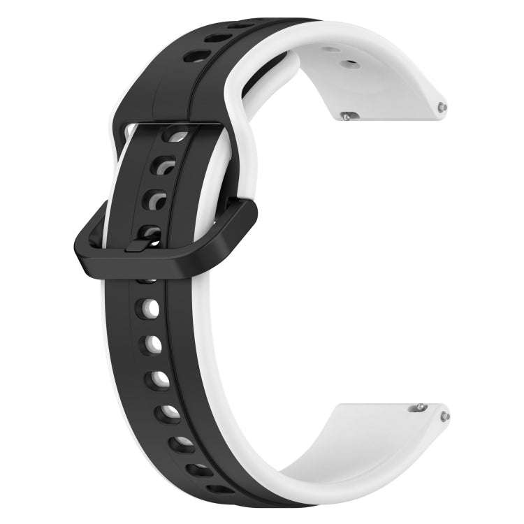 For Samsung Galaxy Watch 6 40mm 20mm Convex Loop Two-Color Silicone Watch Band(Black+White)