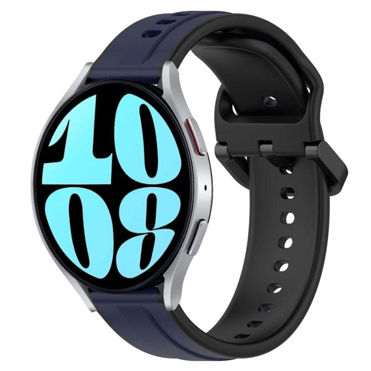For Samsung Galaxy Watch 6 40mm 20mm Convex Loop Two-Color Silicone Watch Band(Midnight Blue + Bl...