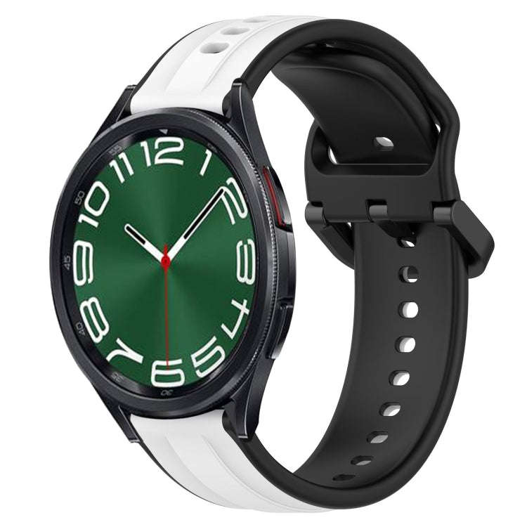 For Samsung Galaxy Watch 6 Classic 47mm 20mm Convex Loop Two-Color Silicone Watch Band(White+Black)