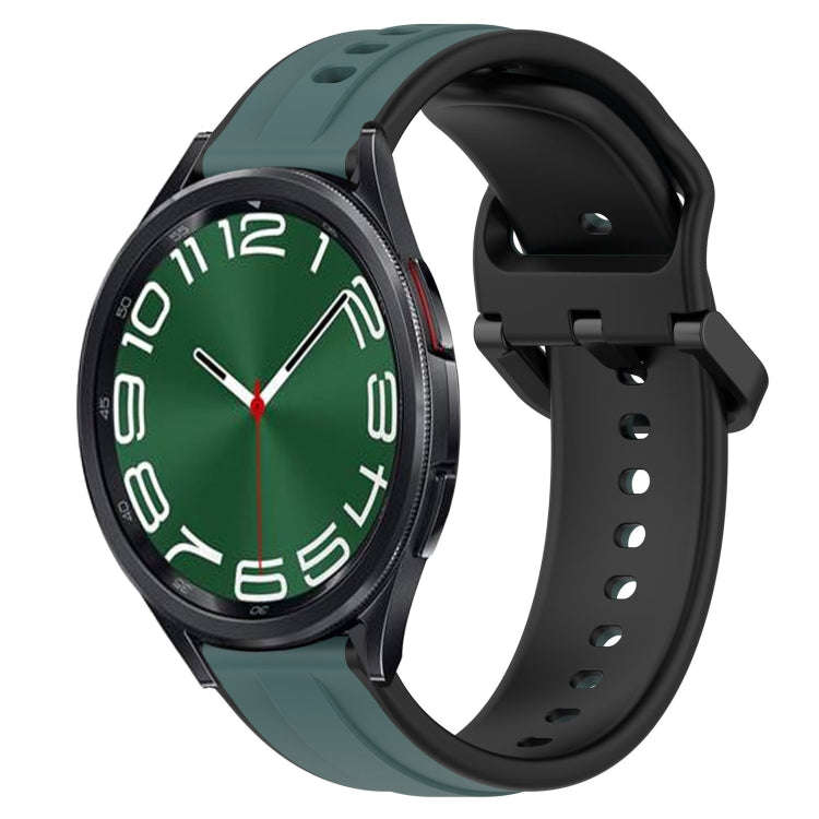 For Samsung Galaxy Watch 6 Classic 47mm 20mm Convex Loop Two-Color Silicone Watch Band(Olive Gree...