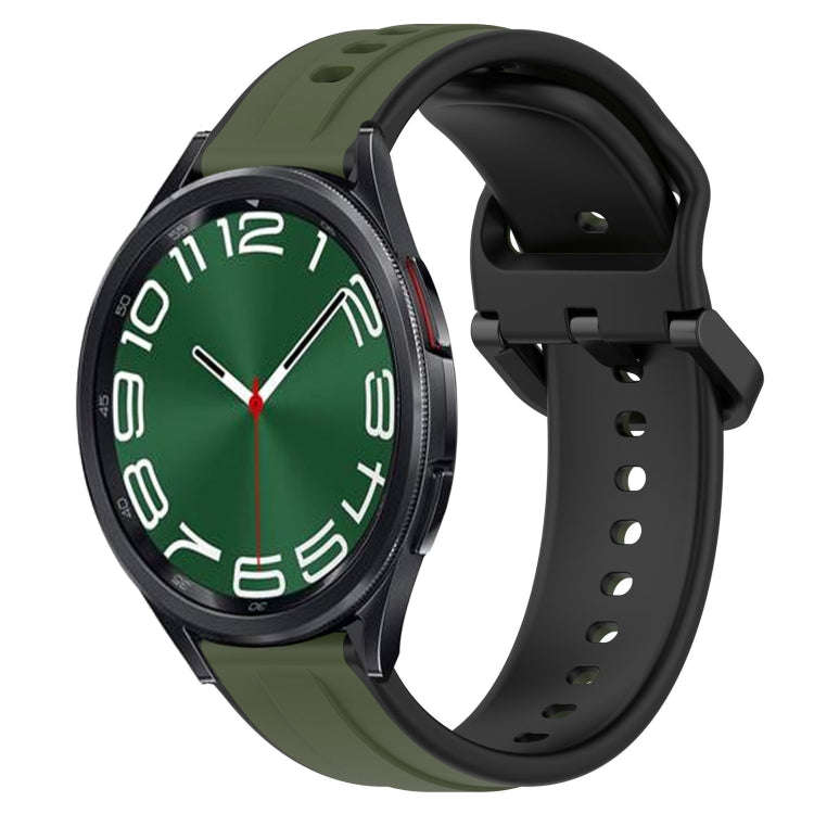 For Samsung Galaxy Watch 6 Classic 43mm 20mm Convex Loop Two-Color Silicone Watch Band(Dark Green...