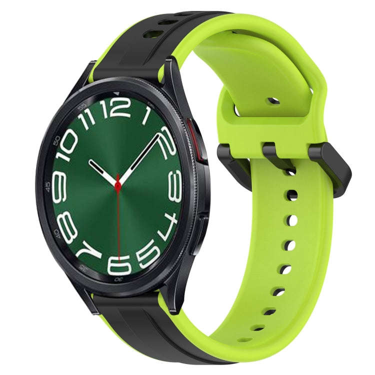 For Samsung Galaxy Watch 6 Classic 43mm 20mm Convex Loop Two-Color Silicone Watch Band(Black+Lime)