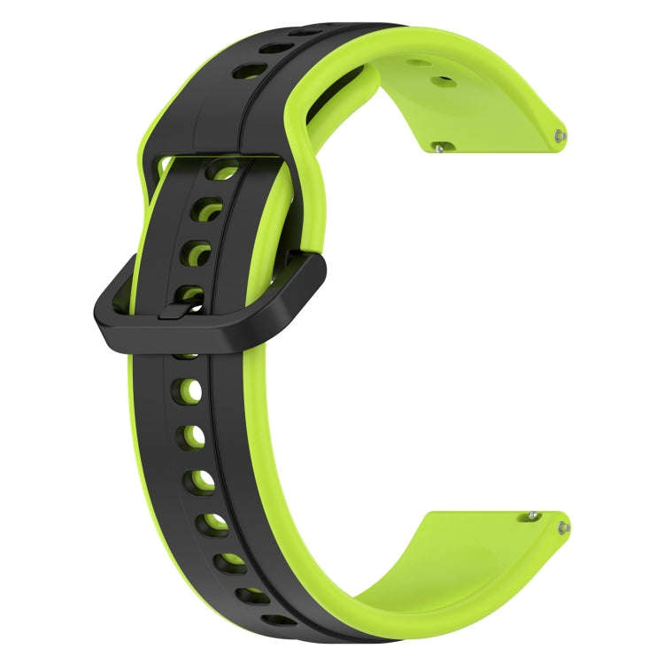 For Samsung Galaxy Watch 6 Classic 43mm 20mm Convex Loop Two-Color Silicone Watch Band(Black+Lime)