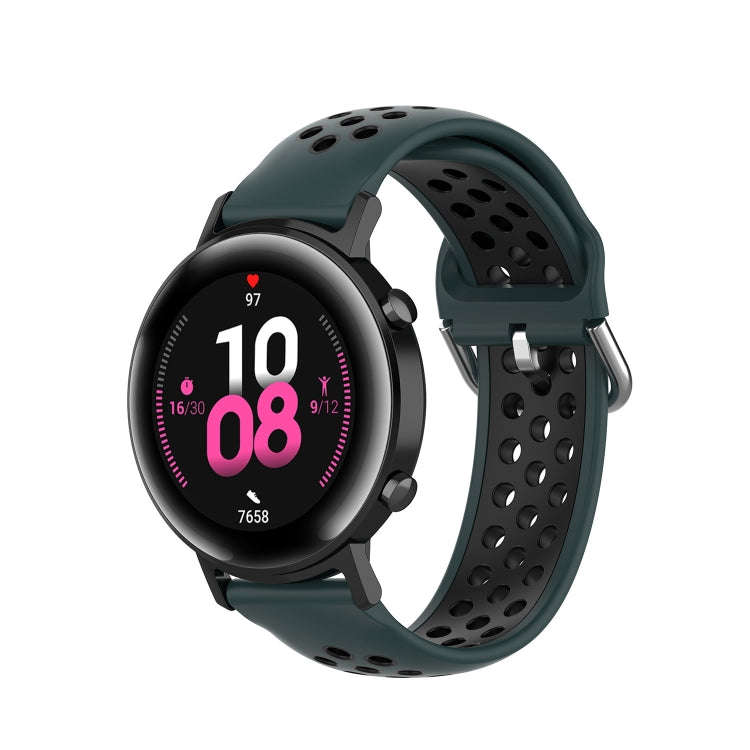 For Samsung Galaxy Watch Active 2 44mm 20mm Perforated Breathable Sports Silicone Watch Band(Oliv...