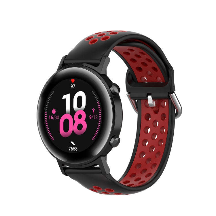 For Samsung Galaxy Watch Active 2 44mm 20mm Perforated Breathable Sports Silicone Watch Band(Blac...