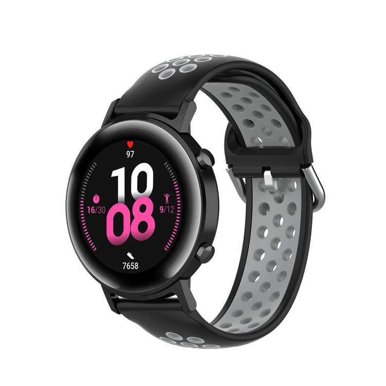 For Samsung Galaxy Watch Active 2 44mm 20mm Perforated Breathable Sports Silicone Watch Band(Blac...