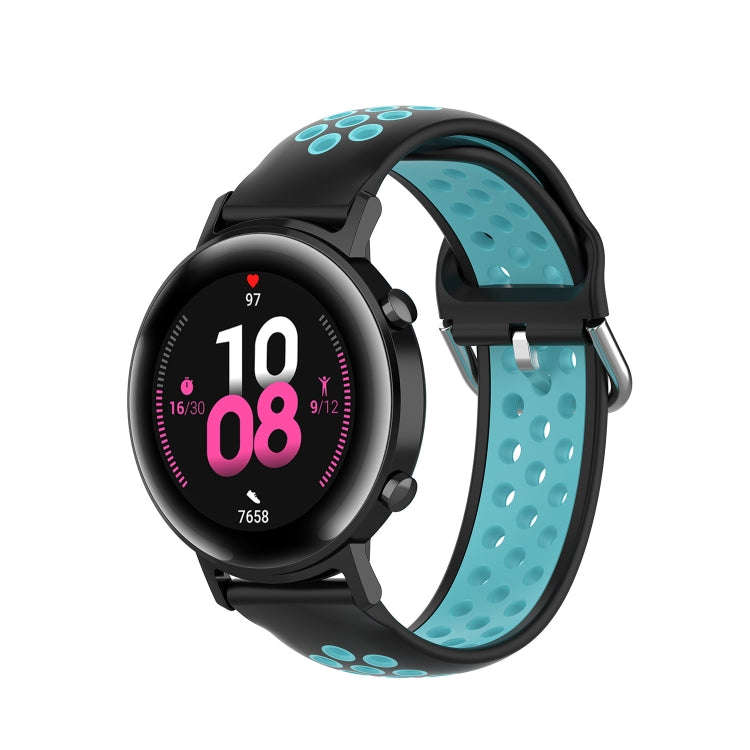 For Samsung Galaxy Watch Active 2 44mm 20mm Perforated Breathable Sports Silicone Watch Band(Blac...
