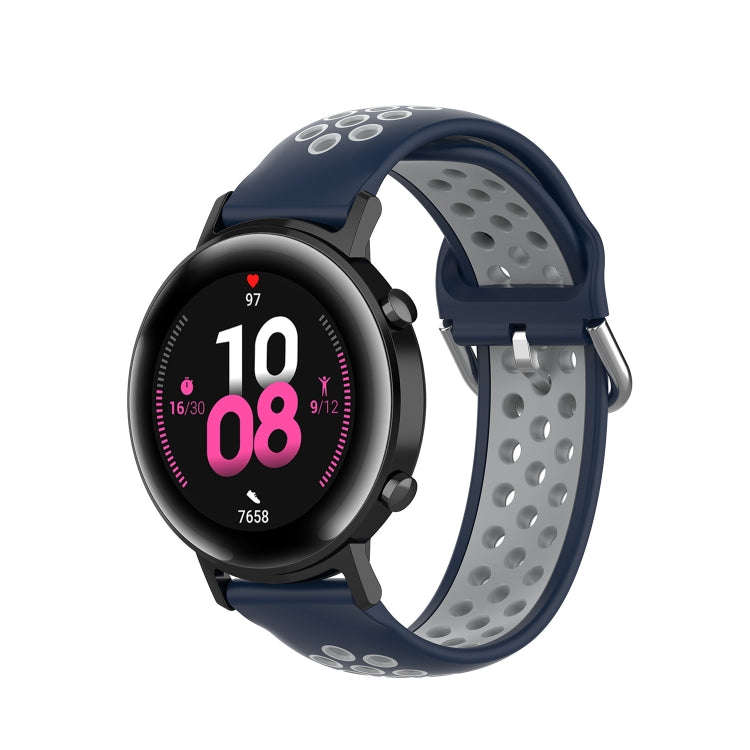 For Samsung Galaxy Watch Active 2 44mm 20mm Perforated Breathable Sports Silicone Watch Band(Midn...