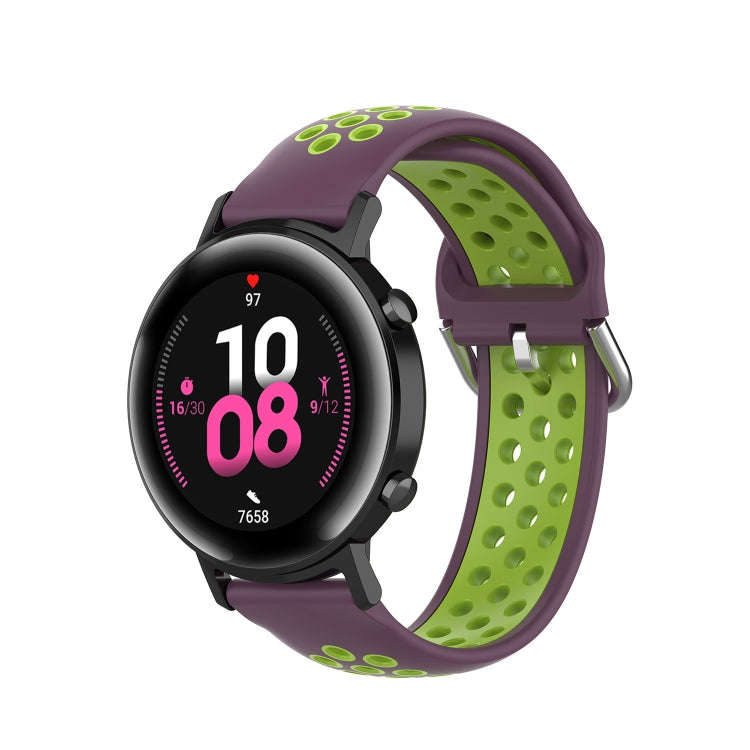 For Samsung Galaxy Watch Active 2 44mm 20mm Perforated Breathable Sports Silicone Watch Band(Purp...