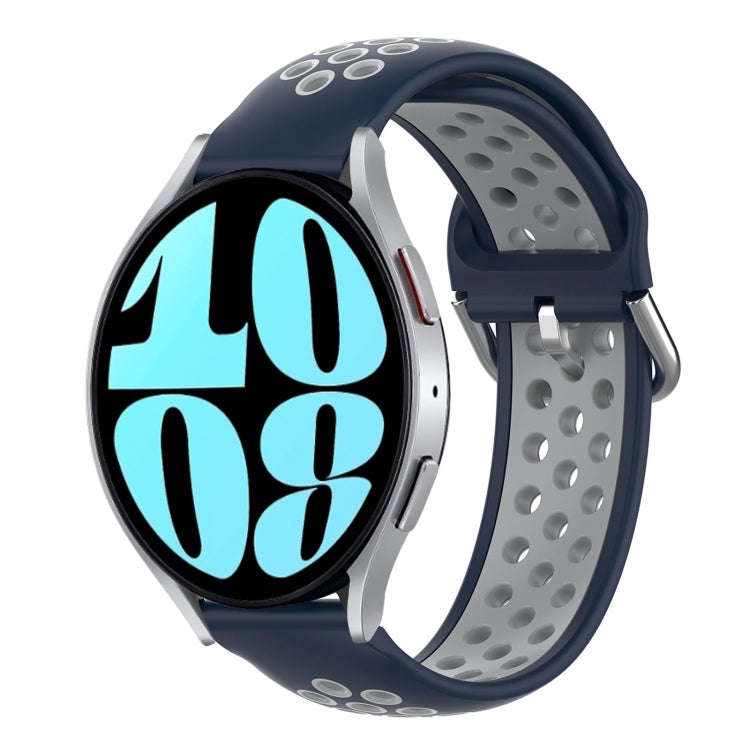 For Samsung Galaxy Watch 6 44mm 20mm Perforated Breathable Sports Silicone Watch Band(Midnight Bl...