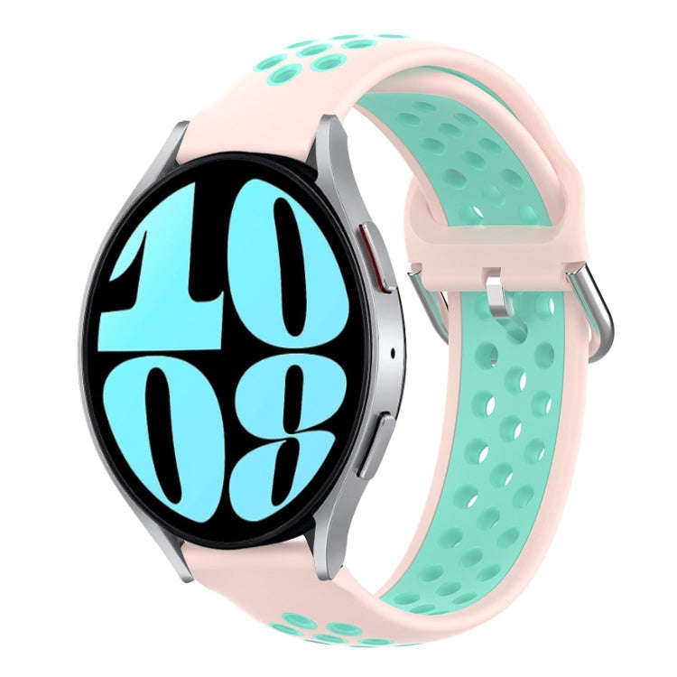 For Samsung Galaxy Watch 6 40mm 20mm Perforated Breathable Sports Silicone Watch Band(Pink+ Water...