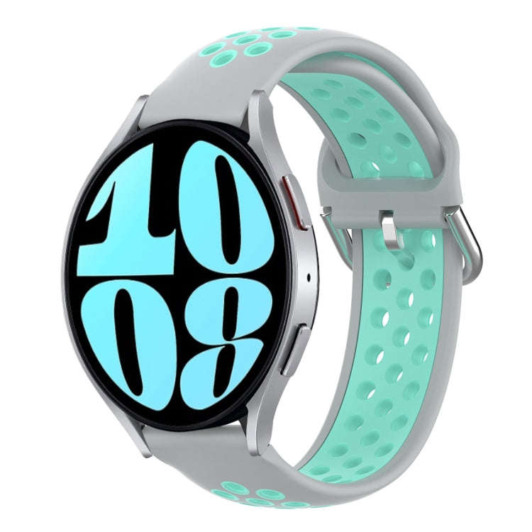 For Samsung Galaxy Watch 6 40mm 20mm Perforated Breathable Sports Silicone Watch Band(Grey+Water ...