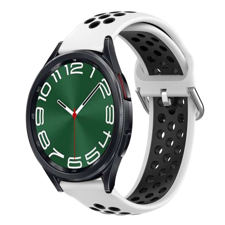 For Samsung Galaxy Watch 6 Classic 47mm 20mm Perforated Breathable Sports Silicone Watch Band(Whi...