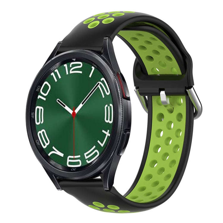 For Samsung Galaxy Watch 6 Classic 47mm 20mm Perforated Breathable Sports Silicone Watch Band(Bla...