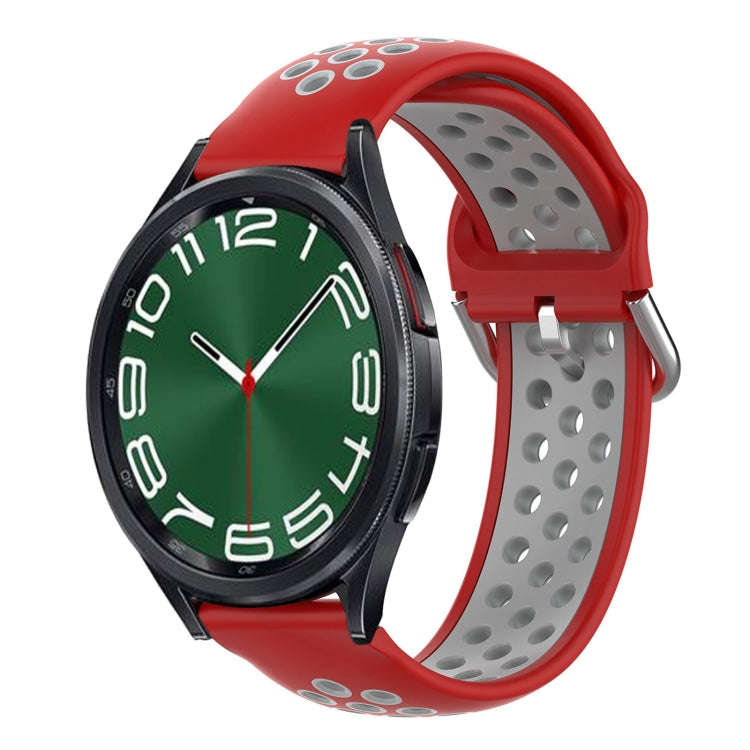 For Samsung Galaxy Watch 6 Classic 47mm 20mm Perforated Breathable Sports Silicone Watch Band(Red...
