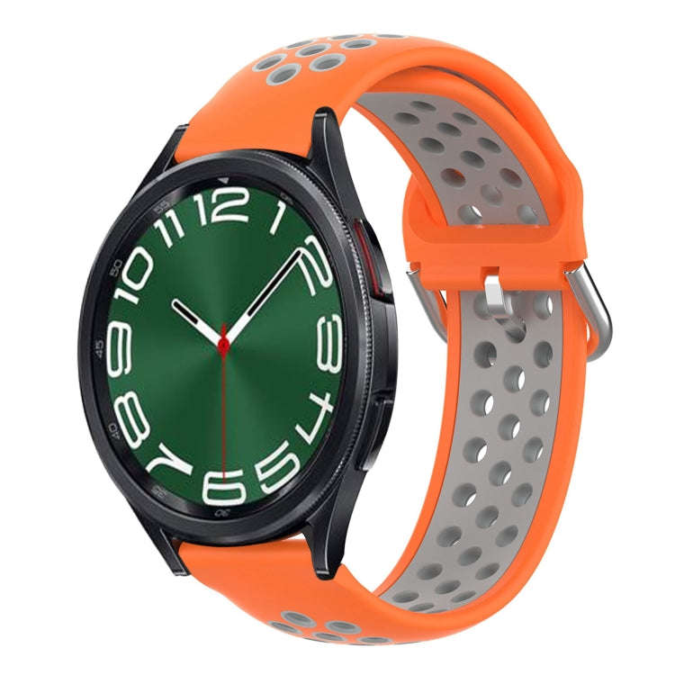 For Samsung Galaxy Watch 6 Classic 43mm 20mm Perforated Breathable Sports Silicone Watch Band(Ora...