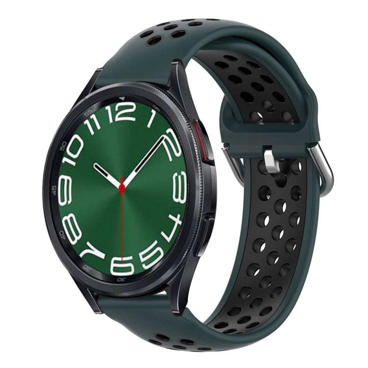 For Samsung Galaxy Watch 6 Classic 43mm 20mm Perforated Breathable Sports Silicone Watch Band(Oli...
