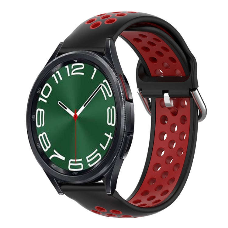 For Samsung Galaxy Watch 6 Classic 43mm 20mm Perforated Breathable Sports Silicone Watch Band(Bla...