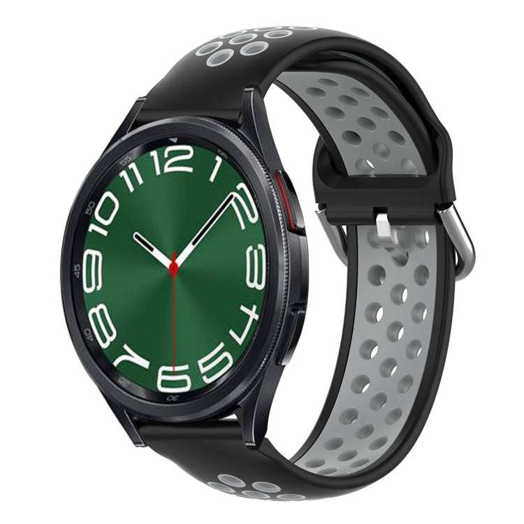 For Samsung Galaxy Watch 6 Classic 43mm 20mm Perforated Breathable Sports Silicone Watch Band(Bla...