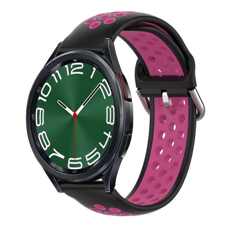 For Samsung Galaxy Watch 6 Classic 43mm 20mm Perforated Breathable Sports Silicone Watch Band(Bla...