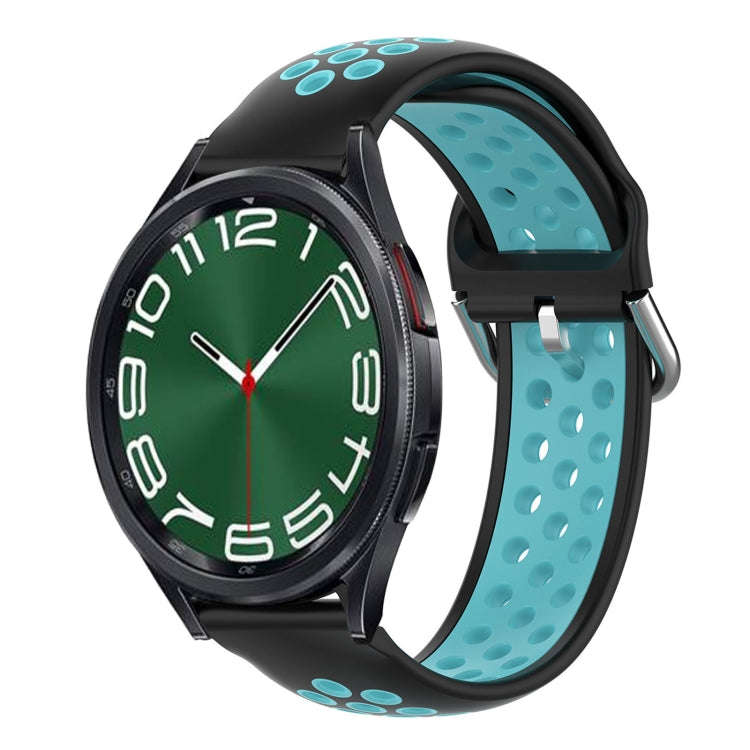 For Samsung Galaxy Watch 6 Classic 43mm 20mm Perforated Breathable Sports Silicone Watch Band(Bla...