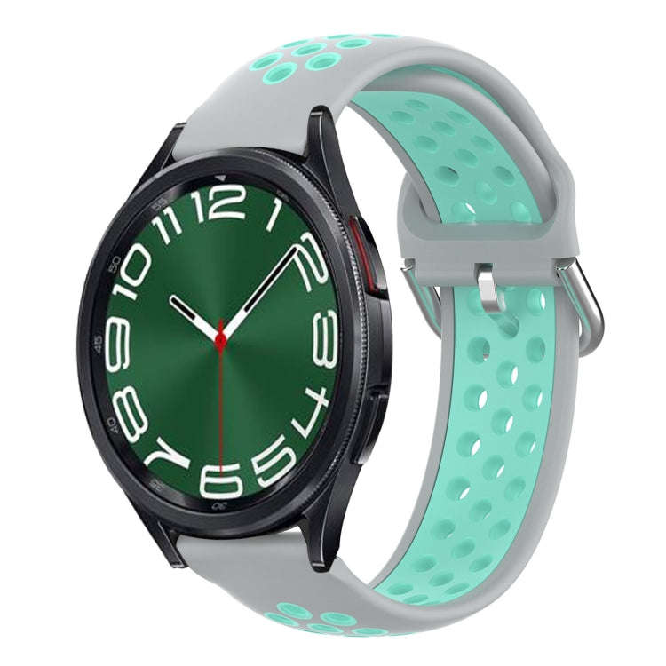 For Samsung Galaxy Watch 6 Classic 43mm 20mm Perforated Breathable Sports Silicone Watch Band(Gre...
