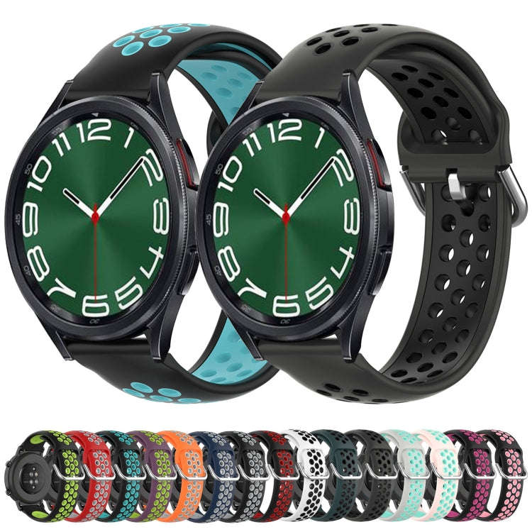 For Samsung Galaxy Watch 6 Classic 43mm 20mm Perforated Breathable Sports Silicone Watch Band(Oli...