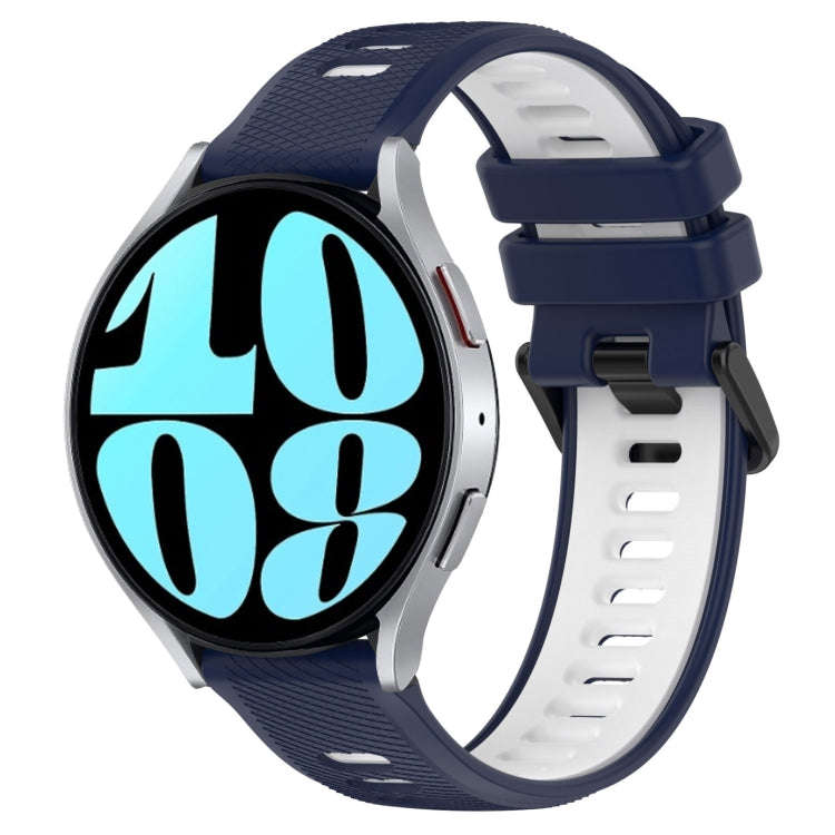 For Samsung Galaxy Watch 6 44mm 20mm Sports Two-Color Silicone Watch Band(Midnight Blue+White)