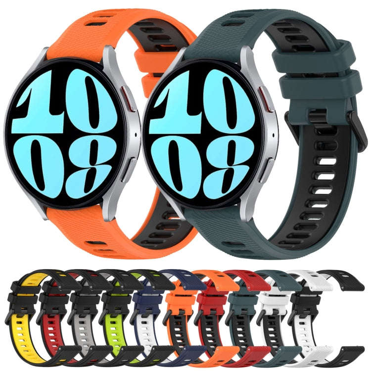 For Samsung Galaxy Watch 6 44mm 20mm Sports Two-Color Silicone Watch Band(Red+Black)