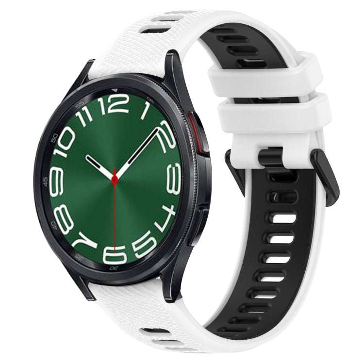 For Samsung Galaxy Watch 6 Classic 47mm 20mm Sports Two-Color Silicone Watch Band(White+Black)