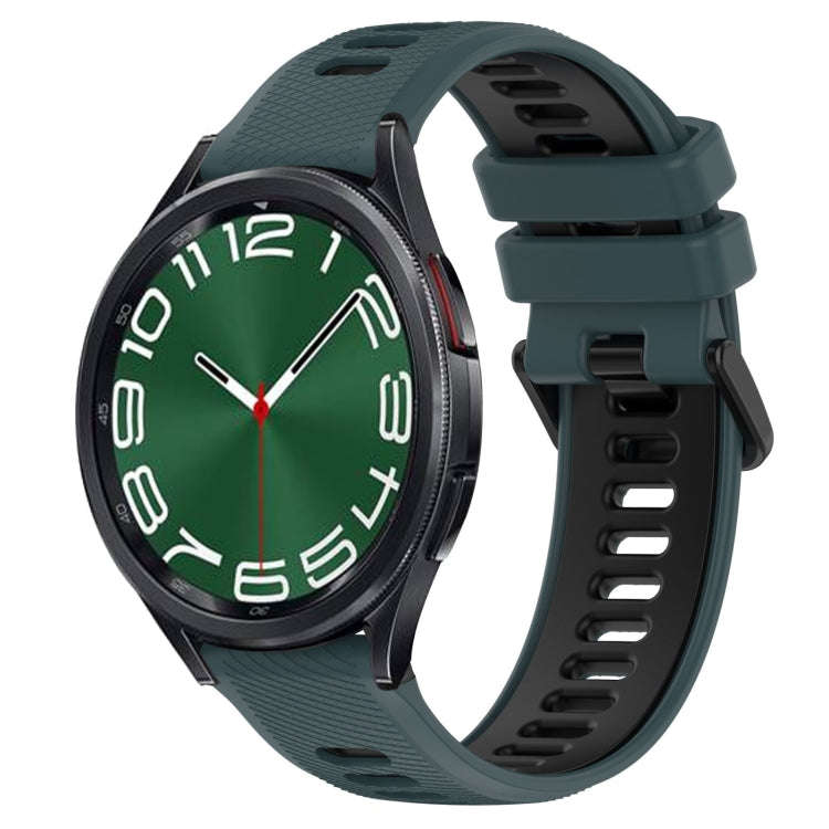 For Samsung Galaxy Watch 6 Classic 47mm 20mm Sports Two-Color Silicone Watch Band(Olive Green + B...