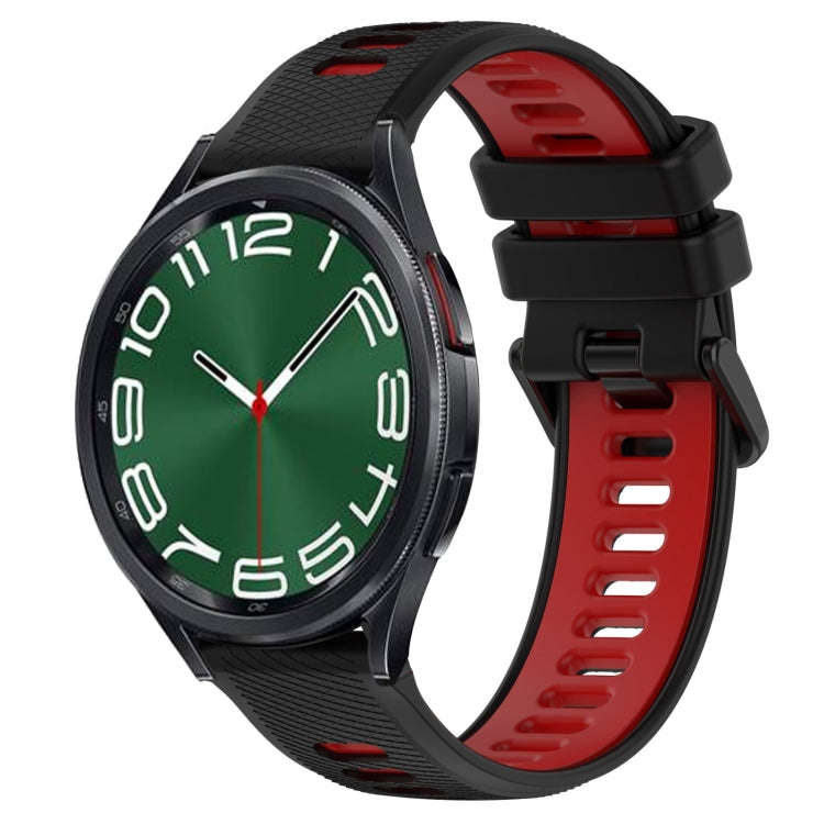 For Samsung Galaxy Watch 6 Classic 47mm 20mm Sports Two-Color Silicone Watch Band(Black+Red)