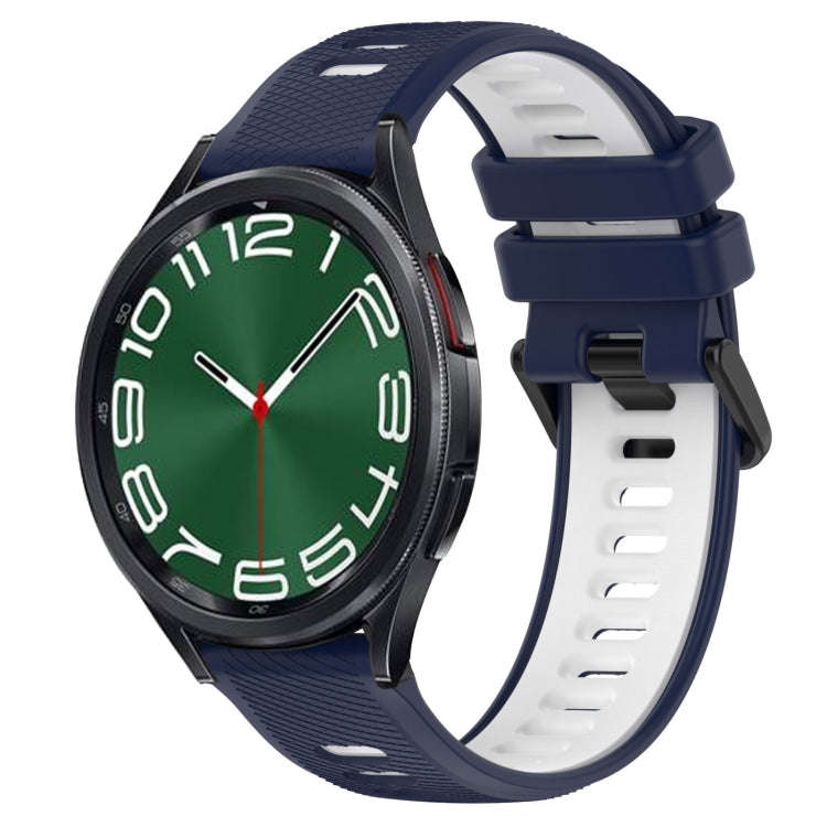 For Samsung Galaxy Watch 6 Classic 43mm 20mm Sports Two-Color Silicone Watch Band(Midnight Blue+W...