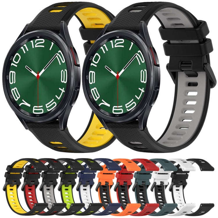 For Samsung Galaxy Watch 6 Classic 43mm 20mm Sports Two-Color Silicone Watch Band(Orange+Black)
