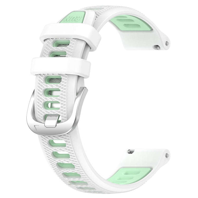 For Samsung Galaxy Watch 6 44mm 20mm Sports Two-Color Steel Buckle Silicone Watch Band(White+Teal)